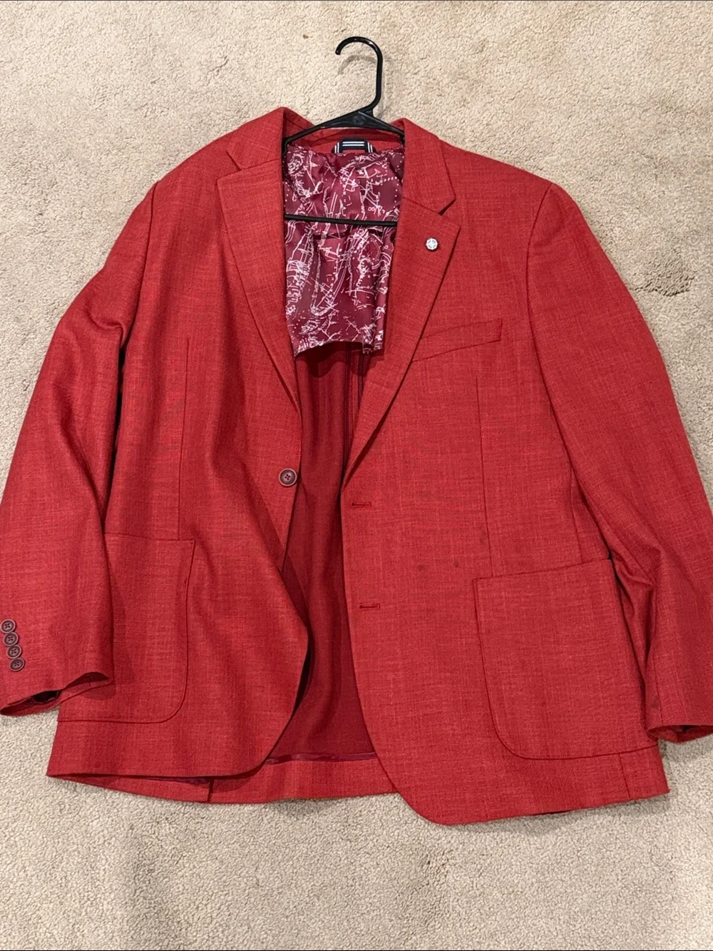 Nautica Red Textured Sport Coat Blazer